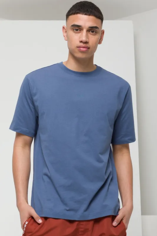 Flocked Slogan T-Shirt Blue sold by Ackermas