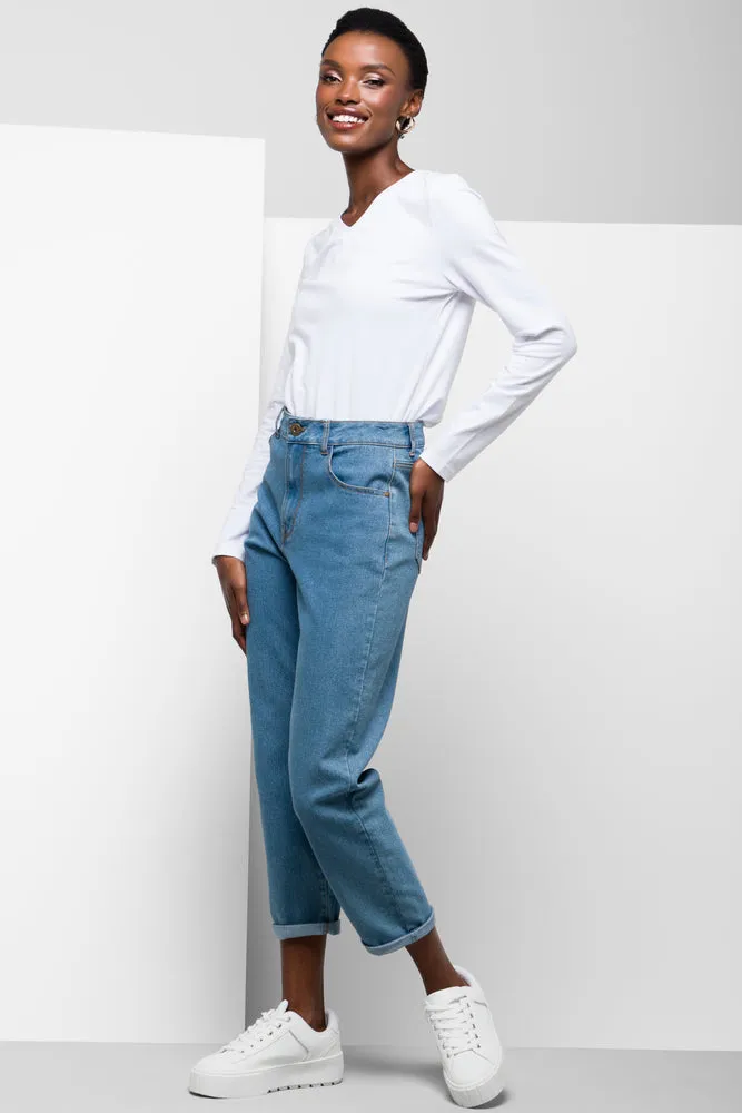 Long Sleeve V-Neck T-Shirt White sold by Ackermas product image thumbnail 2