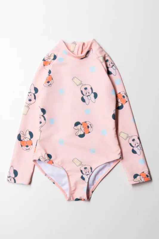 Minnie Mouse Long Sleeve Swimsuit Peach sold by Ackermas