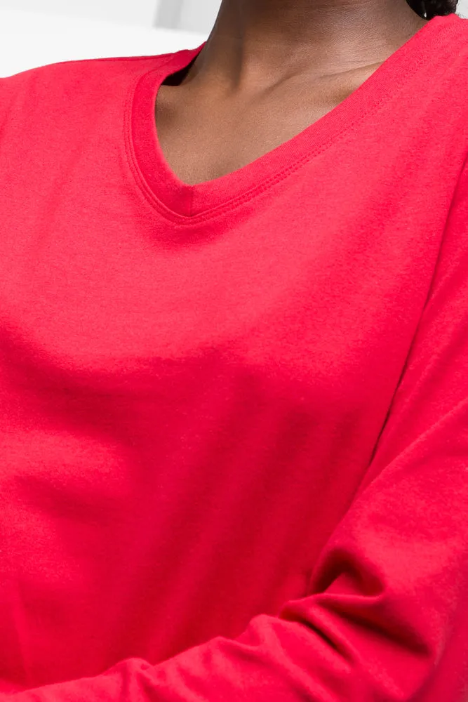 Long Sleeve V-Neck T-Shirt Red sold by Ackermas product image thumbnail 4
