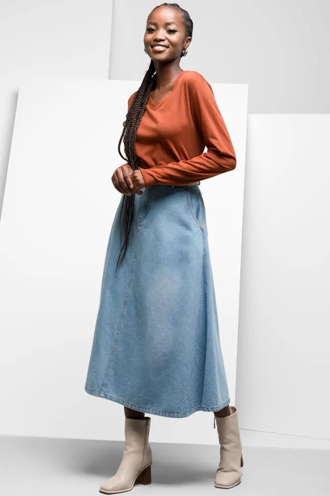 Long Sleeve V-Neck T-Shirt Brown sold by Ackermas product image thumbnail 2