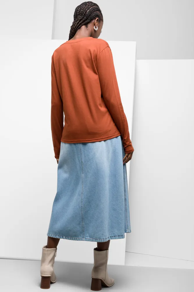 Long Sleeve V-Neck T-Shirt Brown sold by Ackermas product image thumbnail 3