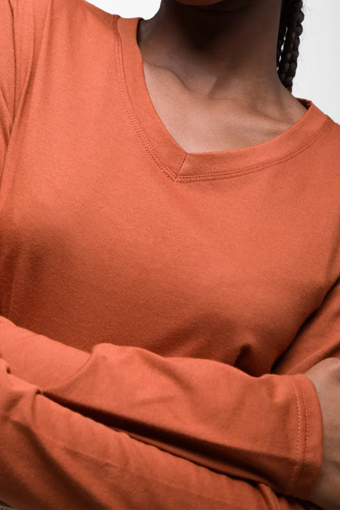 Long Sleeve V-Neck T-Shirt Brown sold by Ackermas product image thumbnail 4