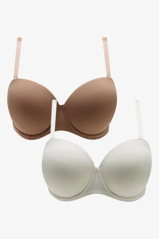 Plus Size 2 Pack Multiway Bras Natural & White sold by Ackermas