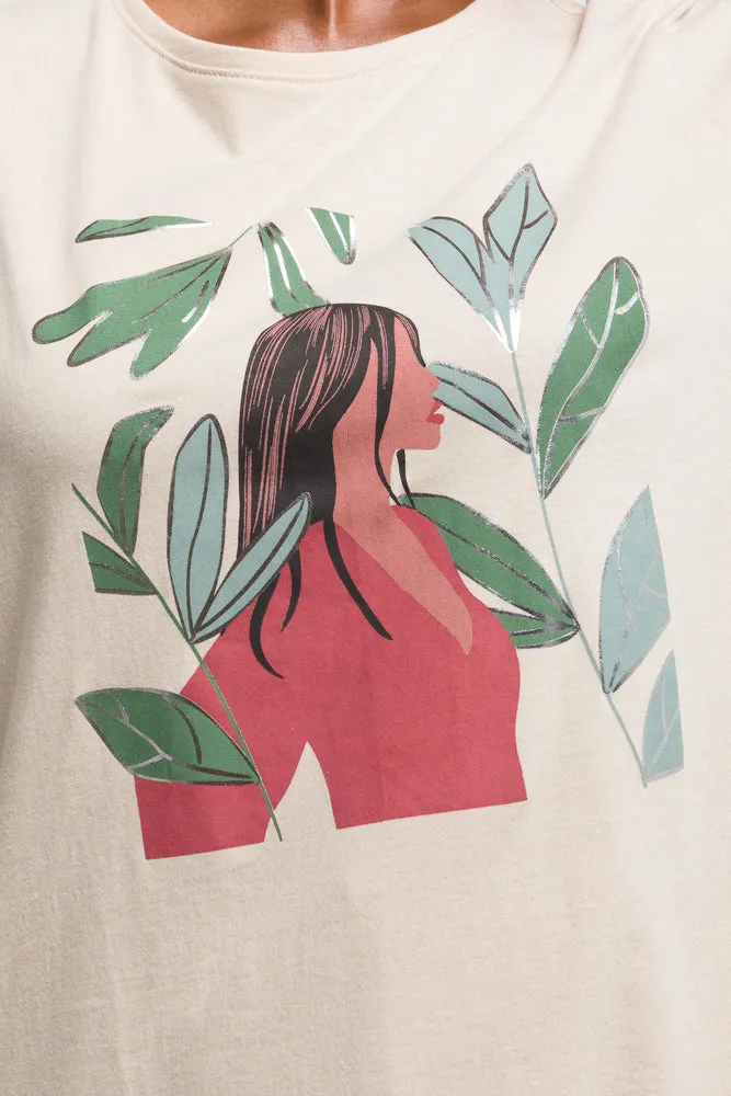 Crew Neck Short Sleeve T-Shirt Natural sold by Ackermas product image thumbnail 4