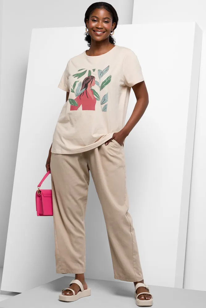 Crew Neck Short Sleeve T-Shirt Natural sold by Ackermas