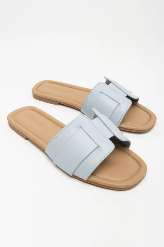 Textured Mule Sandal Light Blue sold by Ackermas