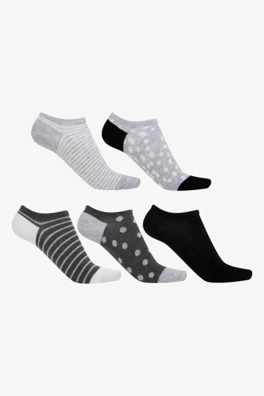 5 Pack Spot Low Cut Socks Black & Grey sold by Ackermas
