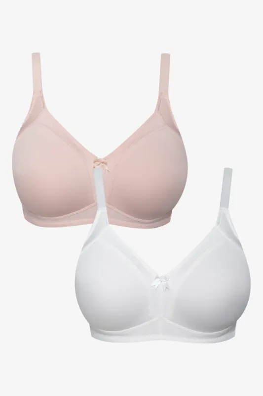 Plus Size 2 Pack Non Padded Wirefree Bras Natural & White sold by Ackermas
