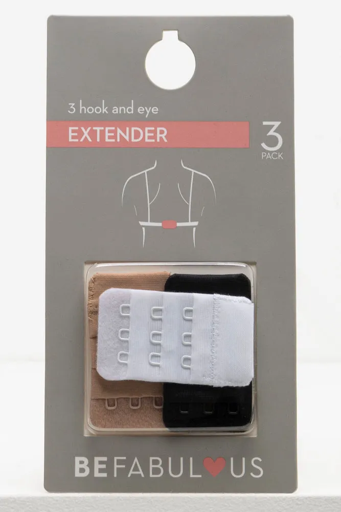 3 Pack Bra Extenders 3 Hook & Eye Black, White & Natural sold by Ackermas