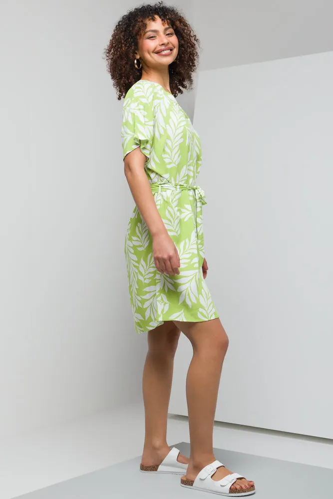 V-Neck Belted Shift Dress Green sold by Ackermas product image thumbnail 2