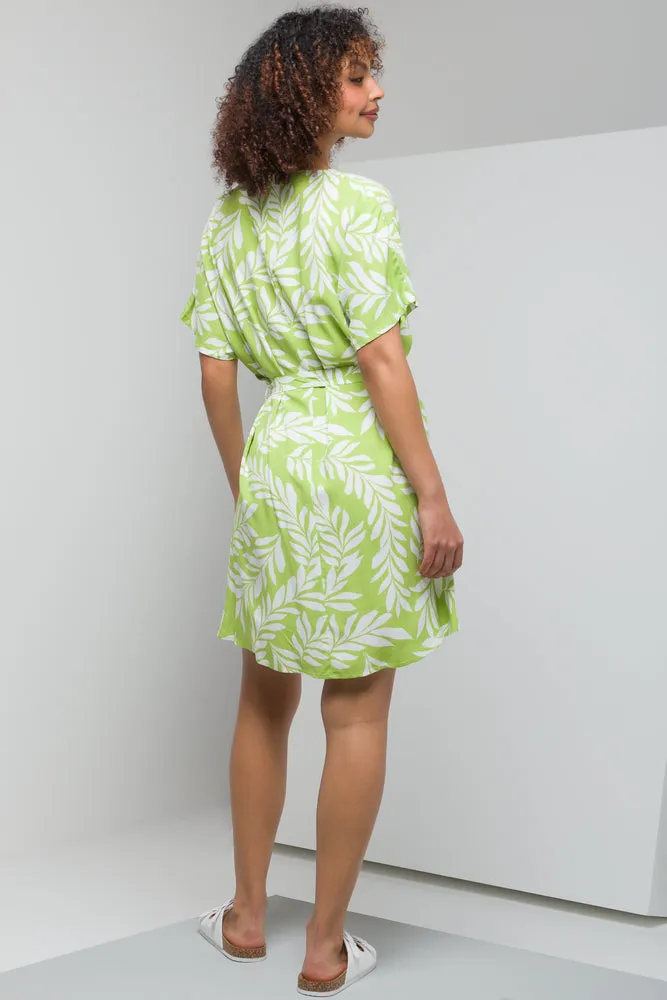 V-Neck Belted Shift Dress Green sold by Ackermas product image thumbnail 3