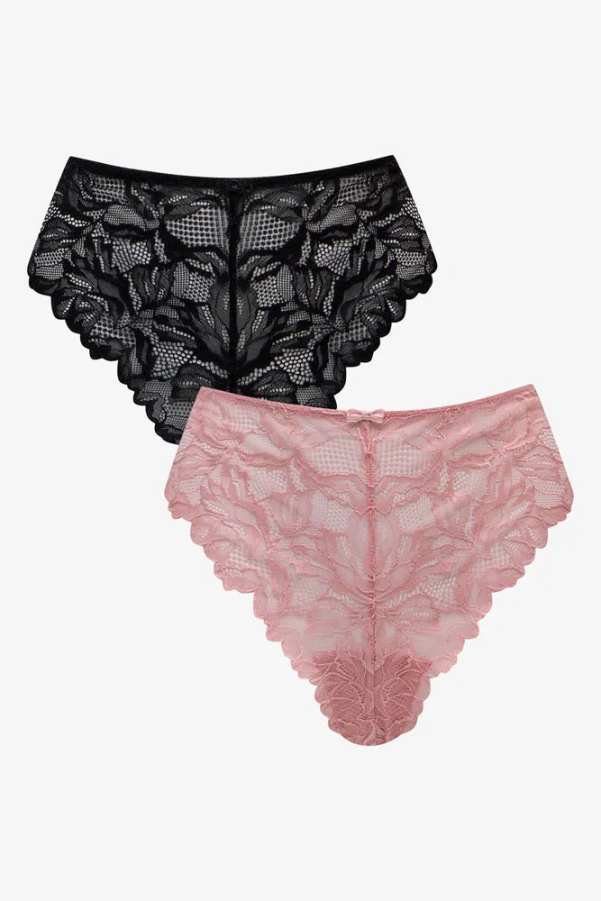 2 Pack Lace Thongs Black & Pink sold by Ackermas