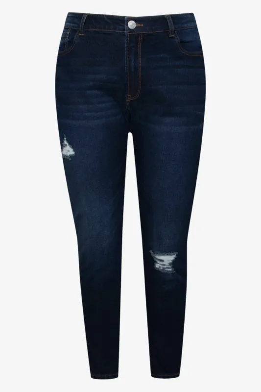 Ripped Skinny Denim Jeans Dark Blue sold by Ackermas