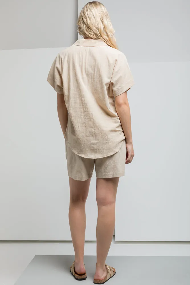 V-Neck Short Sleeve Top Natural sold by Ackermas product image thumbnail 3