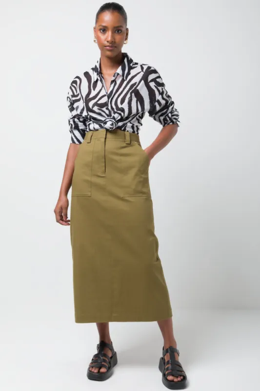 Utility Twill Skirt Green sold by Ackermas