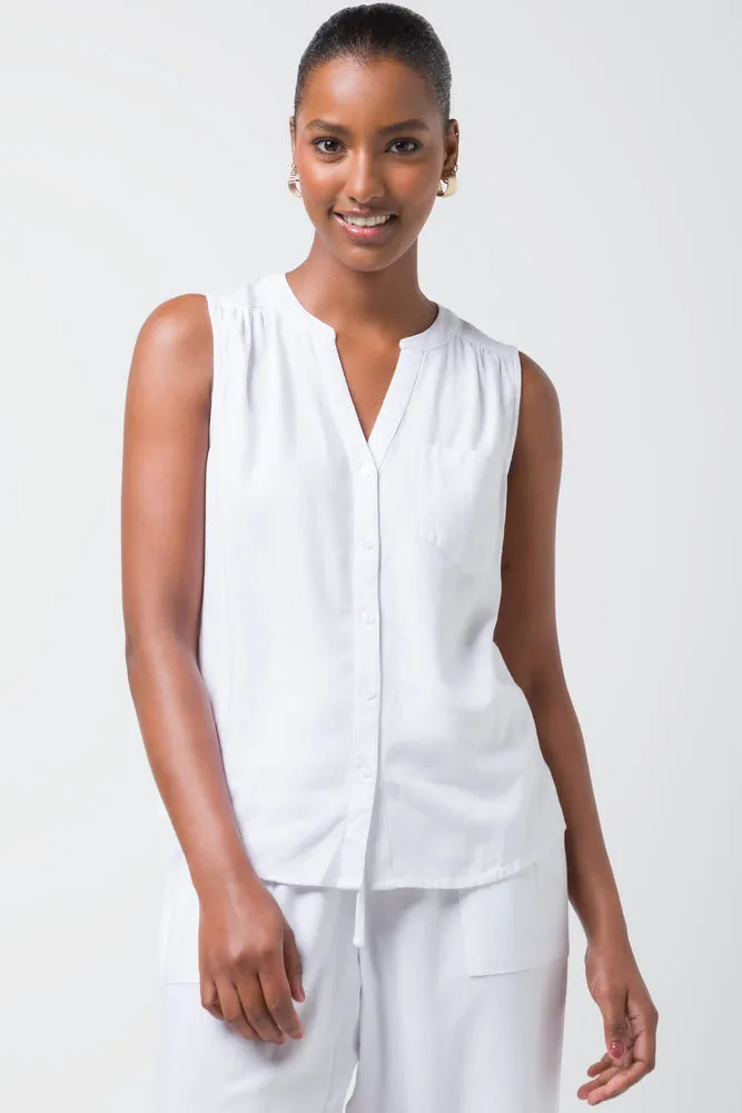Sleeveless Shirt Linen White sold by Ackermas