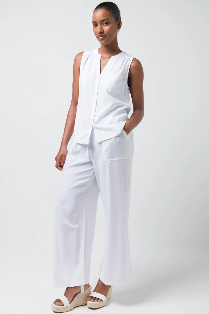 Sleeveless Shirt Linen White sold by Ackermas product image thumbnail 2