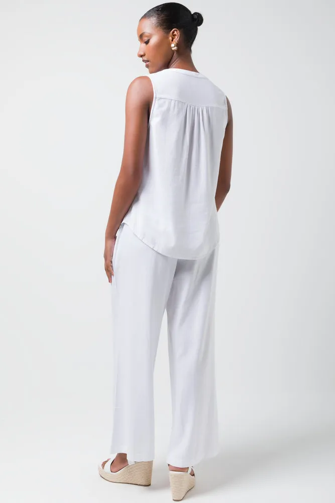 Sleeveless Shirt Linen White sold by Ackermas product image thumbnail 3