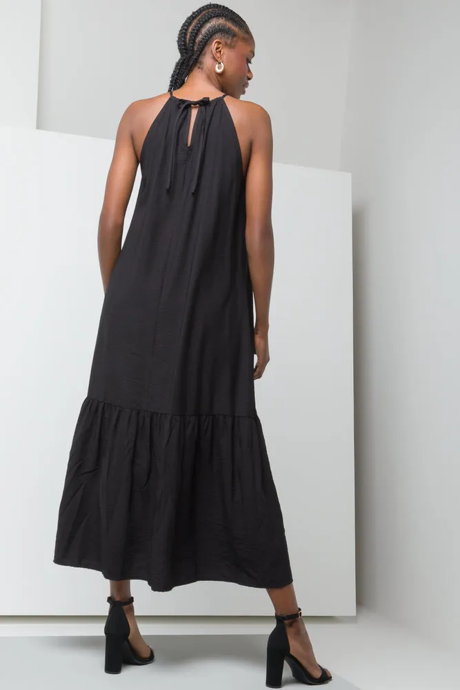 Halter Neck Tiered Maxi Dress Black sold by Ackermas product image thumbnail 3