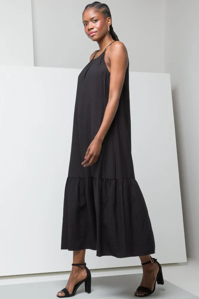 Halter Neck Tiered Maxi Dress Black sold by Ackermas product image thumbnail 2