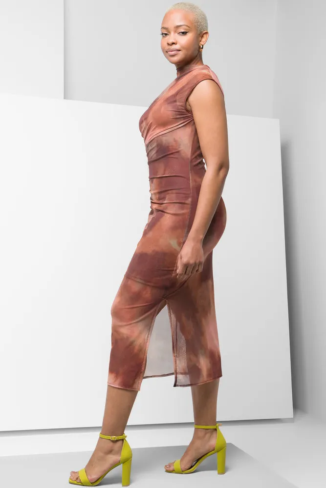 Mesh Bodycon Dress Brown sold by Ackermas product image thumbnail 2