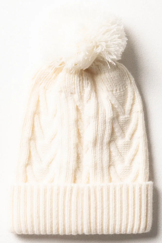 Cable Beanie White sold by Ackermas