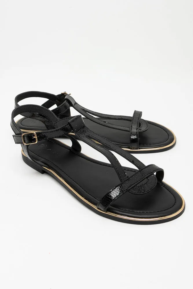 Strappy Sandal Black sold by Ackermas