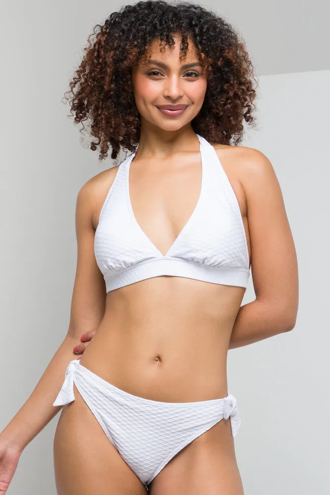 Textured Bikini Bottom With Tie White sold by Ackermas