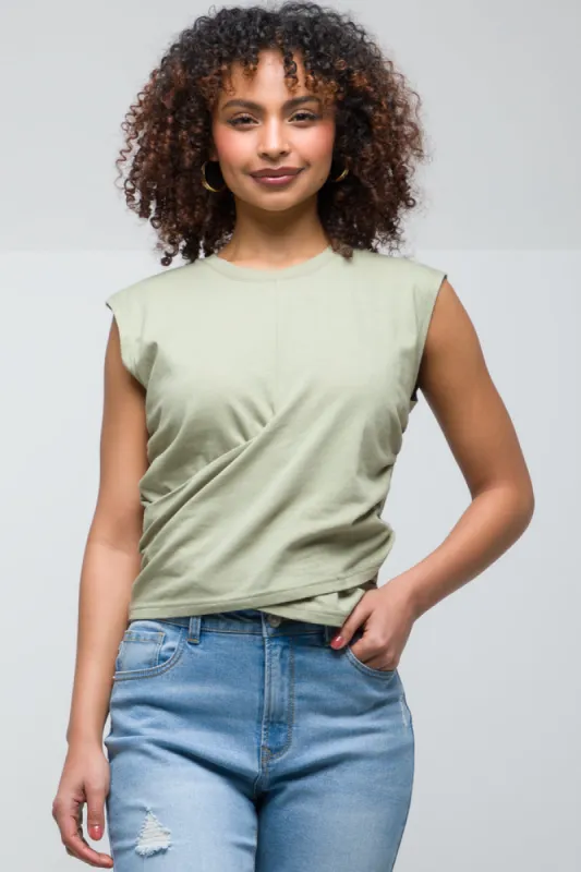 Wrap Slvless Top Green sold by Ackermas
