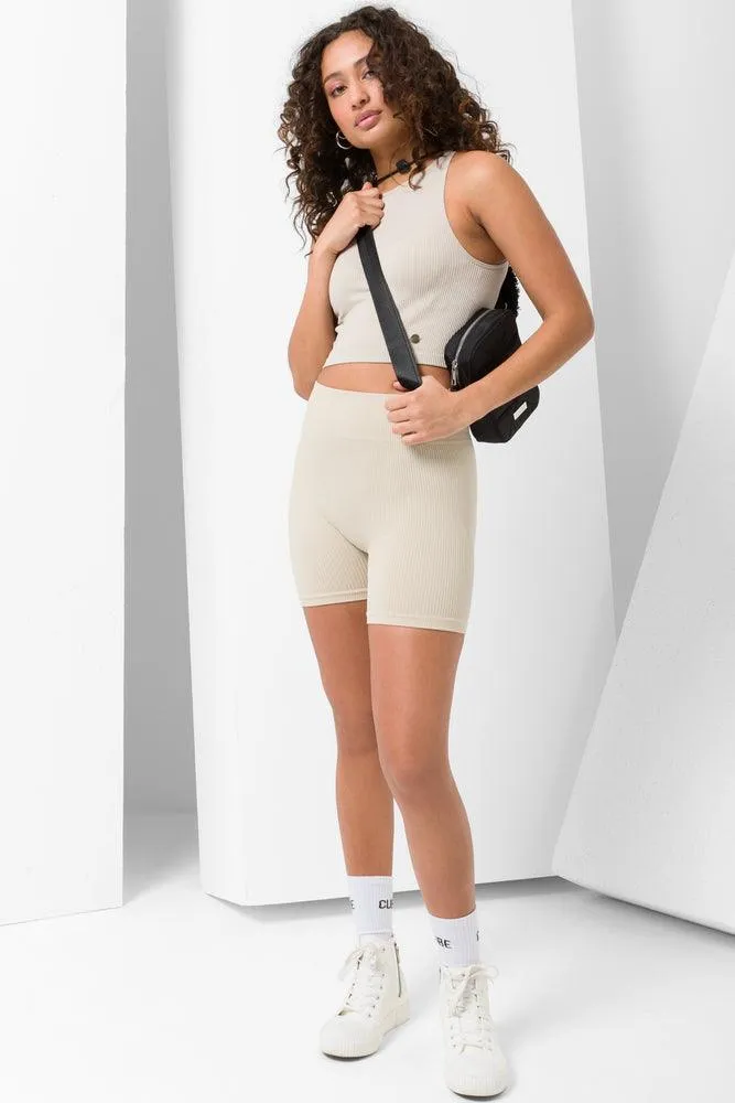 Seamless Cycle Shorts Beige sold by Ackermas