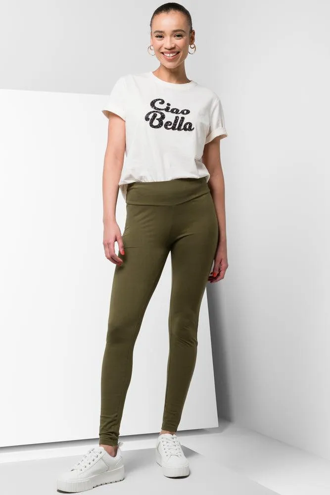 Wide Waist Leggings Olive Green sold by Ackermas
