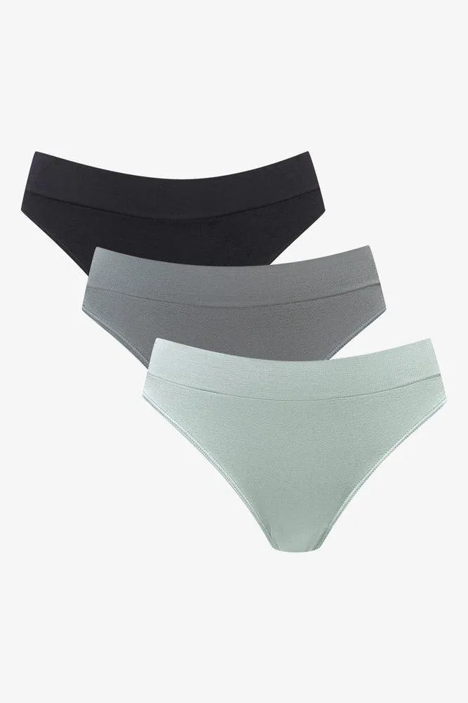 3 Pack Seam-Free Brazilian Panties Green, Black & Grey sold by Ackermas product image thumbnail 2