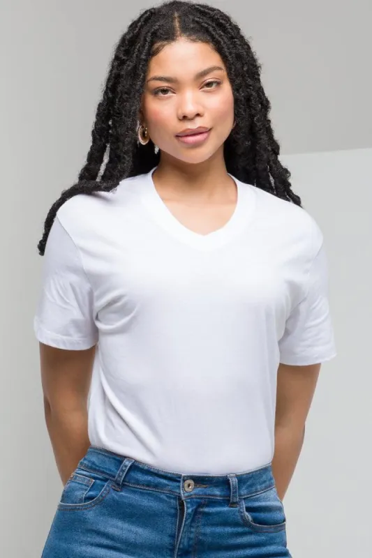 V-Neck Short Sleeve T-Shirt White sold by Ackermas
