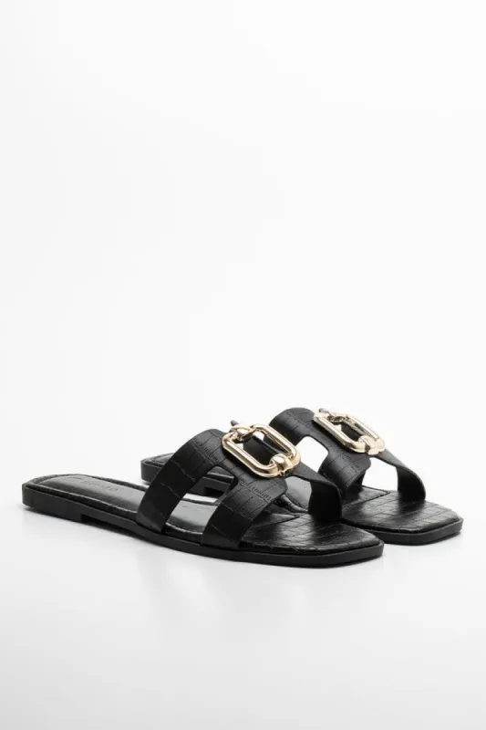Cut Out Sandal Black sold by Ackermas