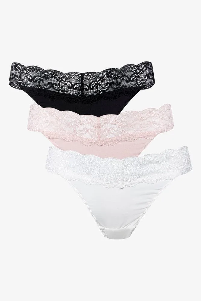 3 Pack Lace Thongs Black, Pink & White sold by Ackermas product image thumbnail 2
