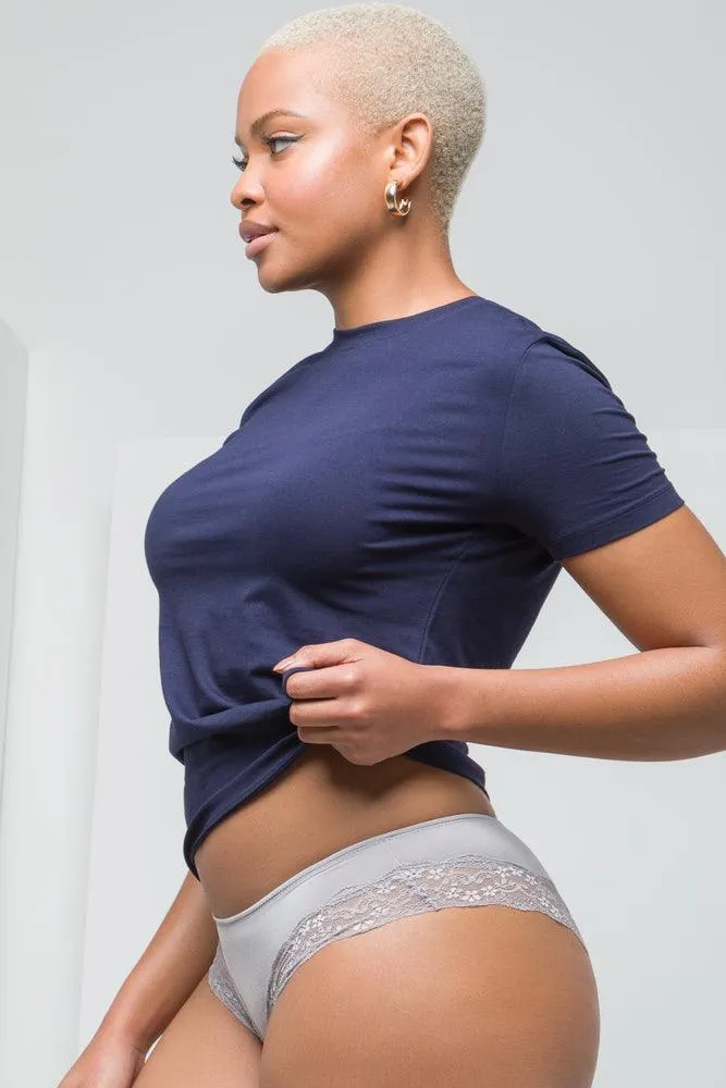 3 Pack Lace Trim Brazilian Panties Grey & Red sold by Ackermas product image thumbnail 3