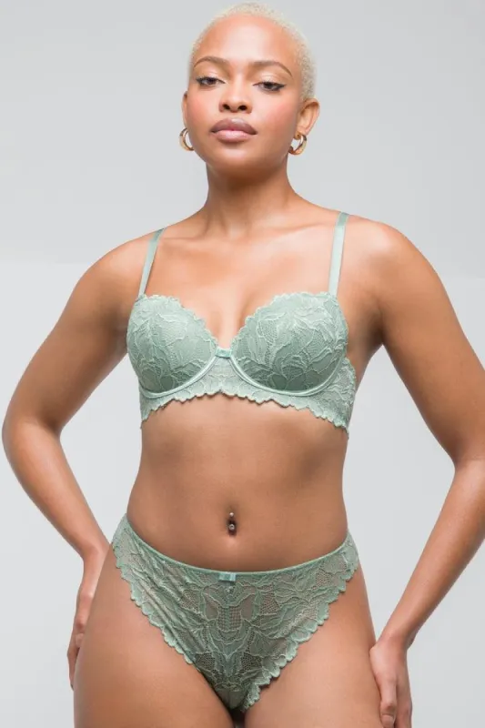 2 Pack Lace Balconette Bras Green & Grey sold by Ackermas