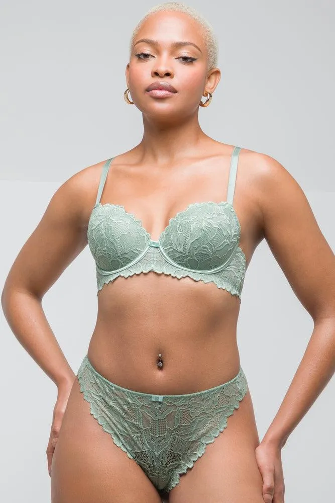 2 Pack Lace Balconette Bras Green & Grey sold by Ackermas