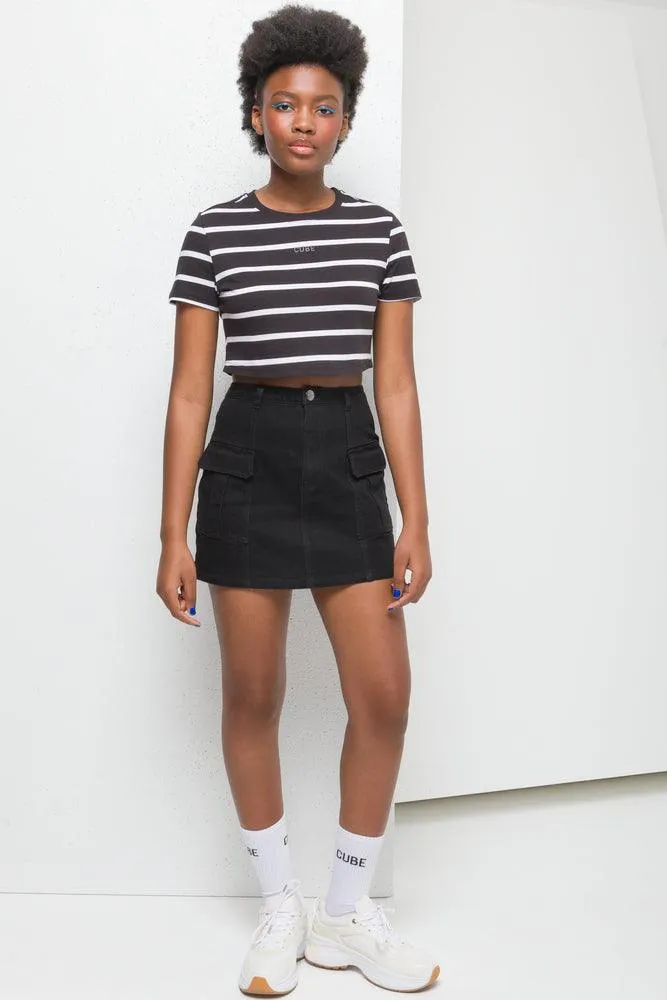 Denim Skirt Black sold by Ackermas