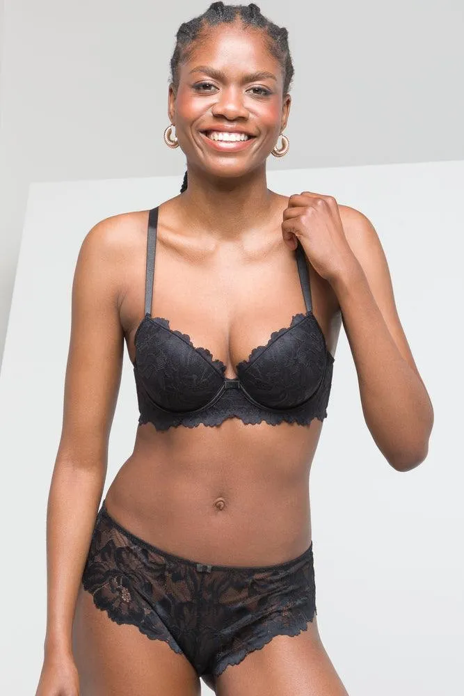 2 Pack Summer Lace Balconette Bra Black & Taupe(sml) sold by Ackermas