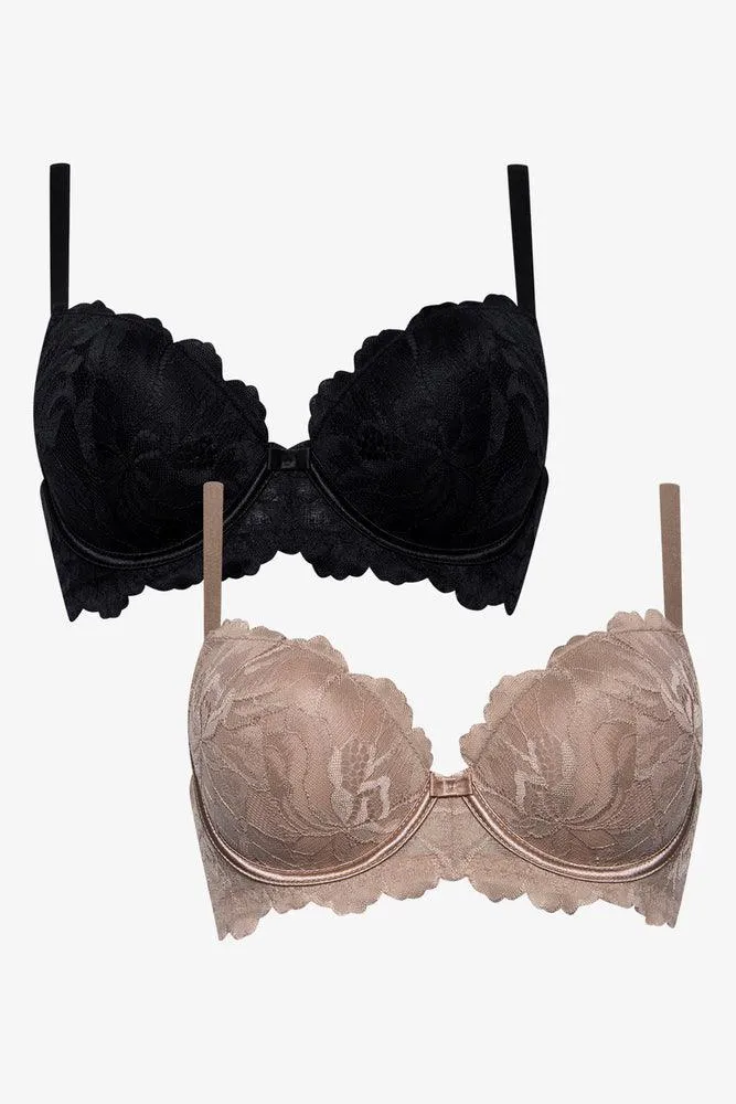 2 Pack Summer Lace Balconette Bra Black & Taupe(sml) sold by Ackermas product image thumbnail 2