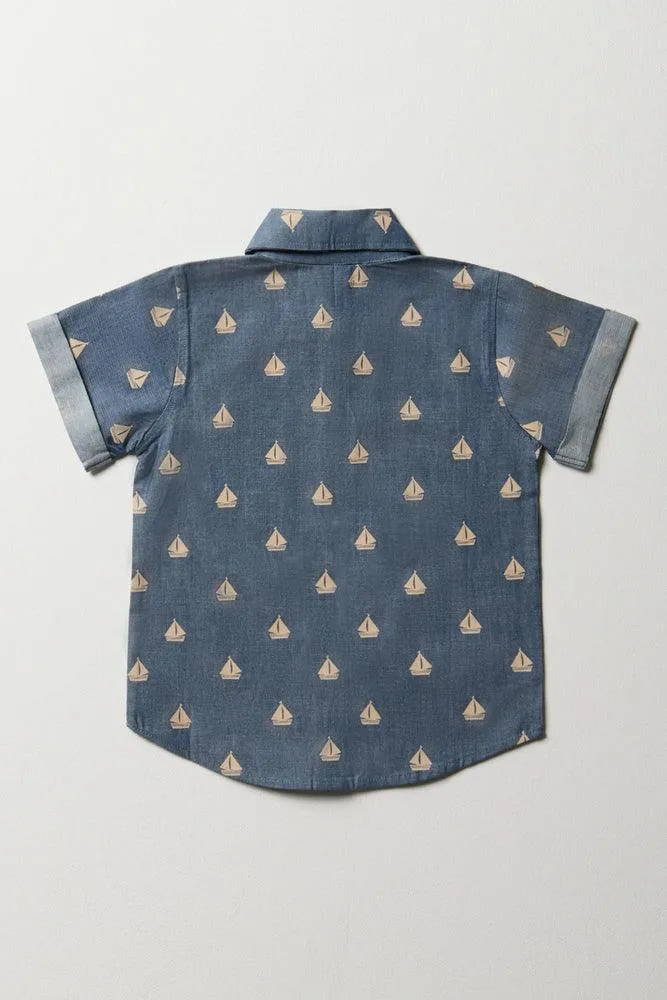 Lilly & Sid Boat Short Sleeve Shirt Blue sold by Ackermas product image thumbnail 3