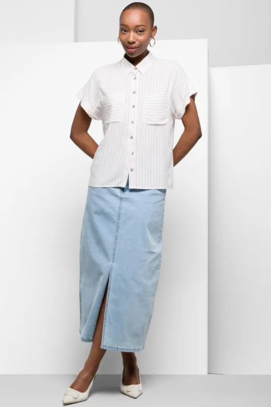 Stripe Shirt White & Natural sold by Ackermas