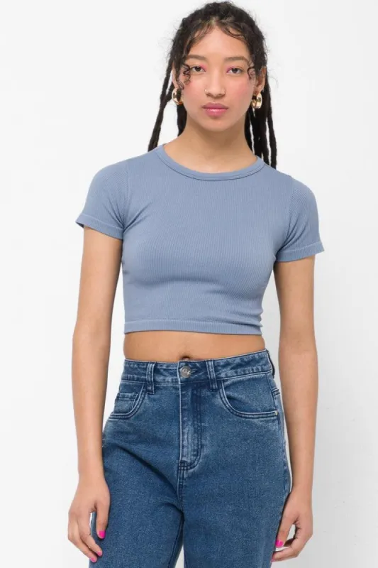Seamless Cropped T-Shirt Blue sold by Ackermas