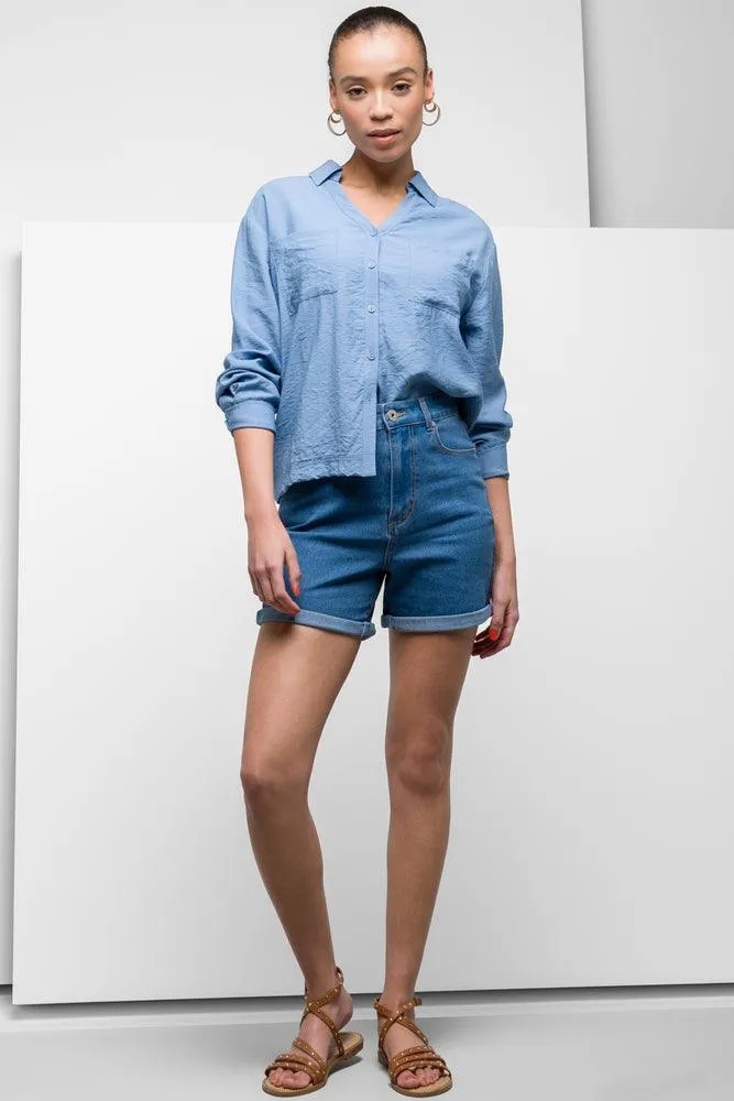 Denim Shorts With Turn Up Blue sold by Ackermas