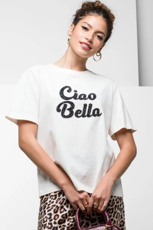 Ciao Bella Short Sleeve T-Shirt Natural sold by Ackermas