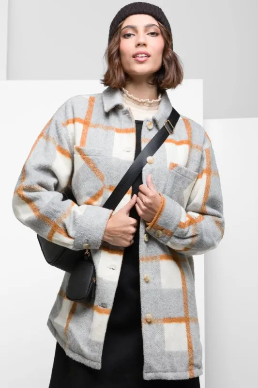 Check Shacket Grey sold by Ackermas