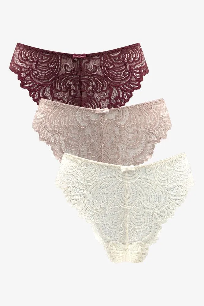 3 Pack Lace Thongs Burgundy, Natural & Cream sold by Ackermas product image thumbnail 5