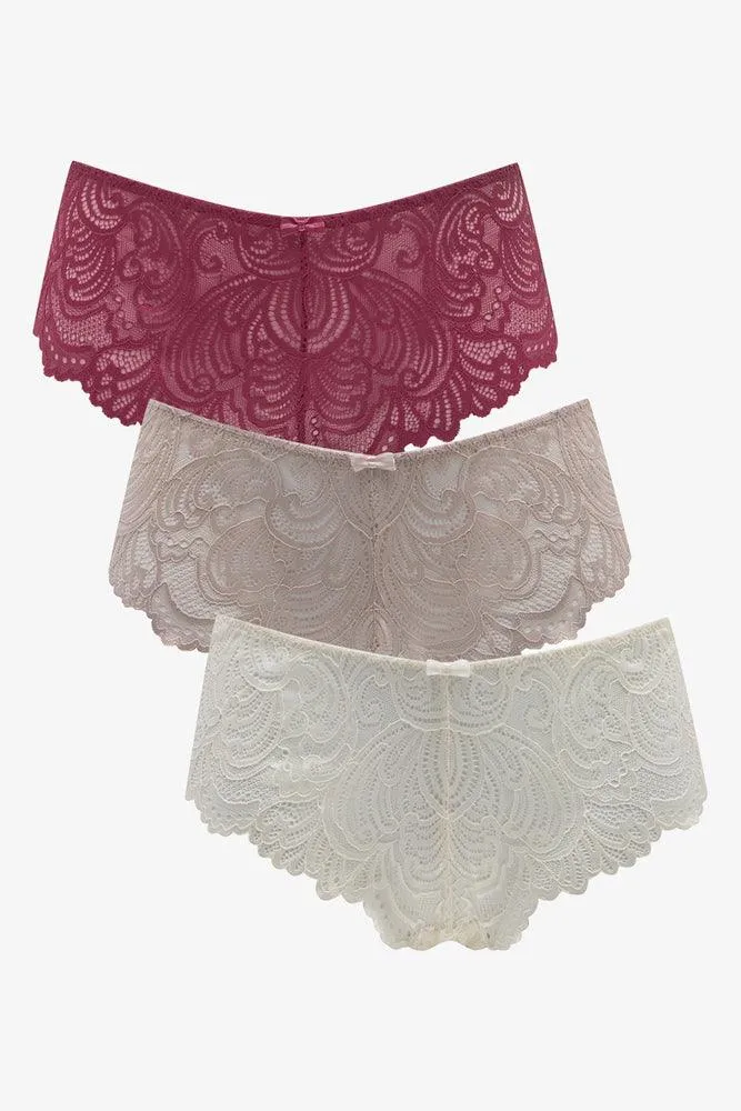3 Pack Lace Boylegs Burgundy, Natural & White sold by Ackermas product image thumbnail 5